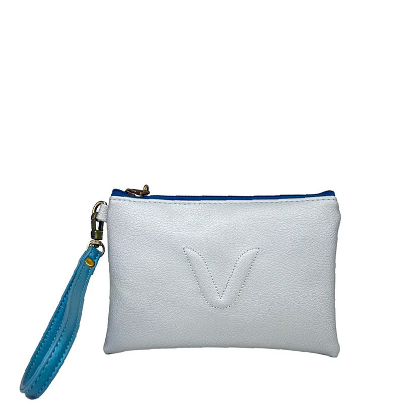 COSMETIQUERA O MONEDERO PARA MUJER RUANDA METALIZADO EN CUERO VEGANO CON PULSERA