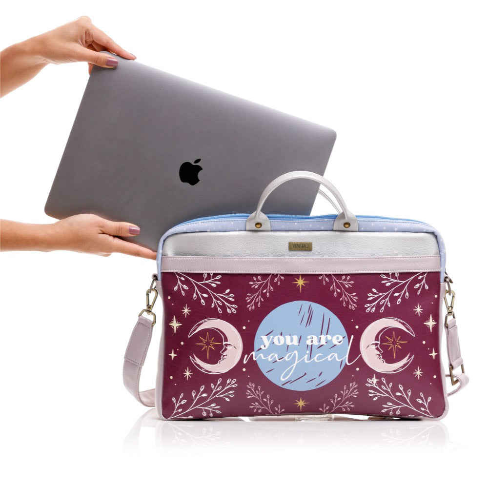 MALETIN PARA MUJER MORADO EN CUERO VEGANO PARA PC O COMPUTADOR