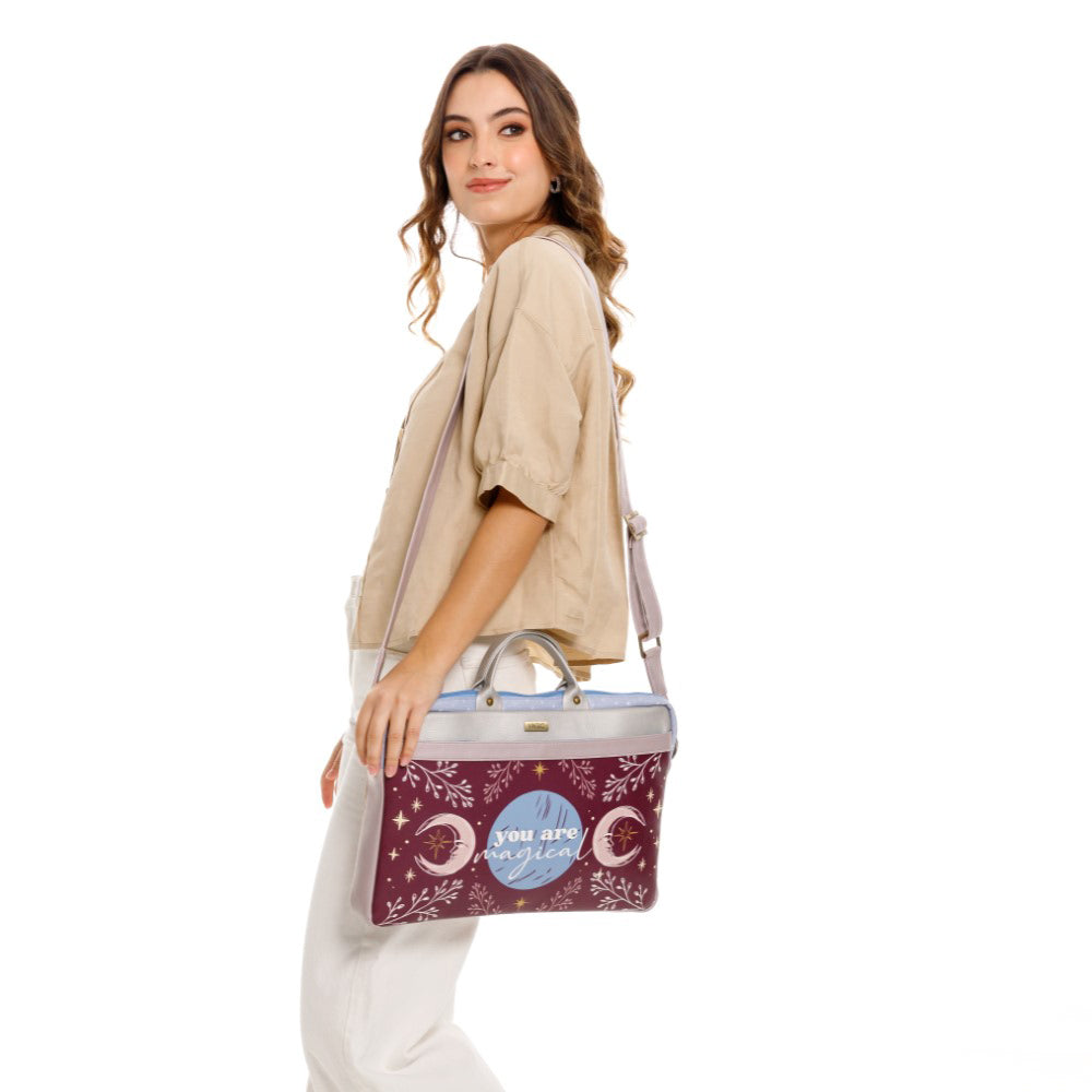 MALETIN PARA MUJER MORADO EN CUERO VEGANO PARA PC O COMPUTADOR