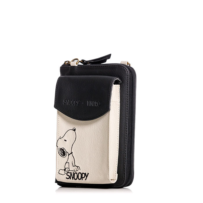 MANOS LIBRES PARA MUJER IBIZA NEGRO SNOOPY CON BOLSILLO EXTERNO Y CARGADERA REMOVIBLE