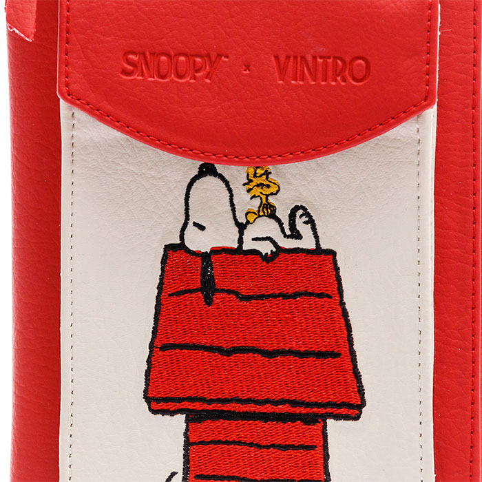 MANOS LIBRES PARA MUJER IBIZA ROJO SNOOPY CON BOLSILLO EXTERNO Y CARGADERA REMOVIBLE
