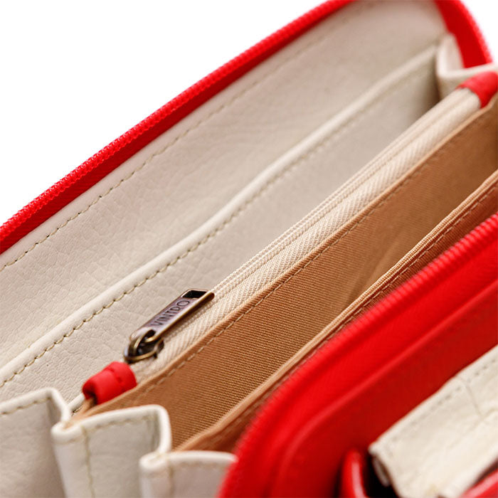 MANOS LIBRES PARA MUJER IBIZA ROJO SNOOPY CON BOLSILLO EXTERNO Y CARGADERA REMOVIBLE