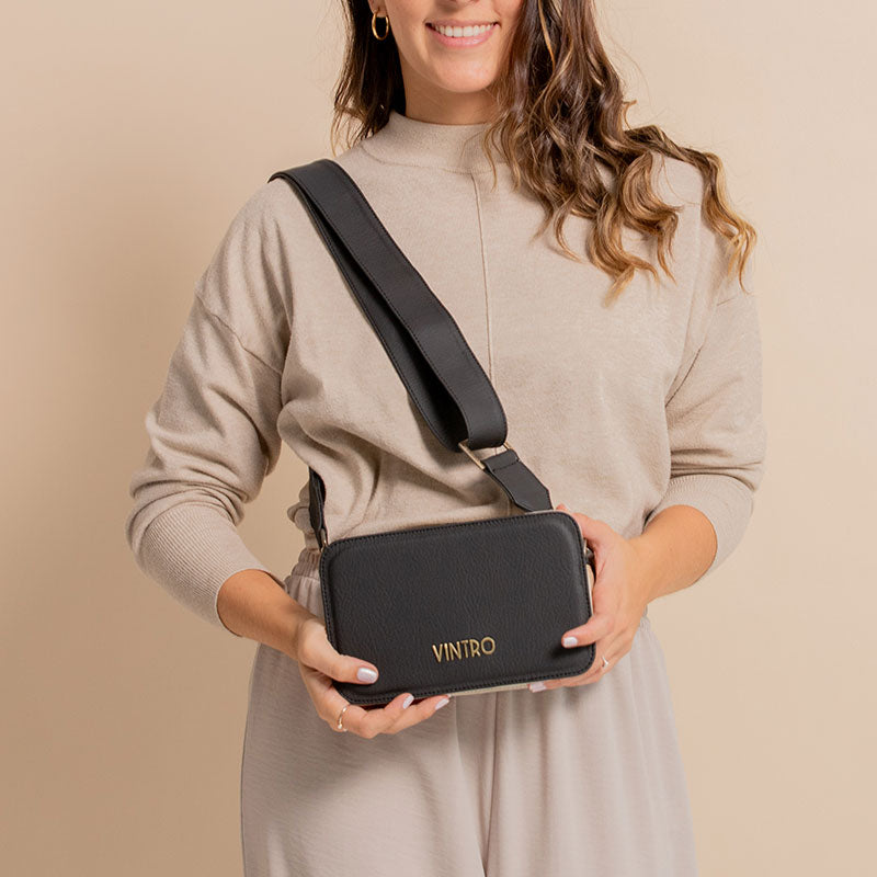 MANOS LIBRES PARA MUJER VIENA NEGRO CON CARGADERA EXTRAIBLE