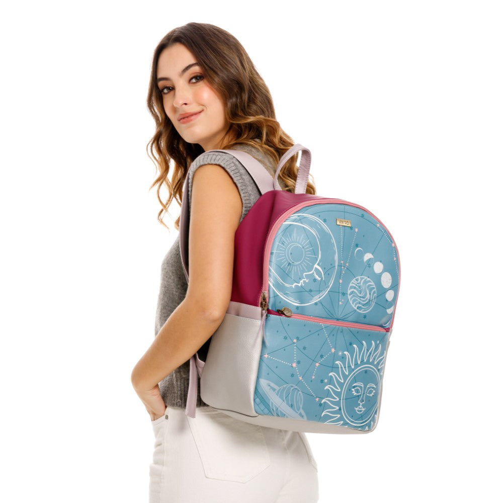 MORRAL PARA MUJER DAYTONA AZUL EN CUERO VEGANO PORTAPC