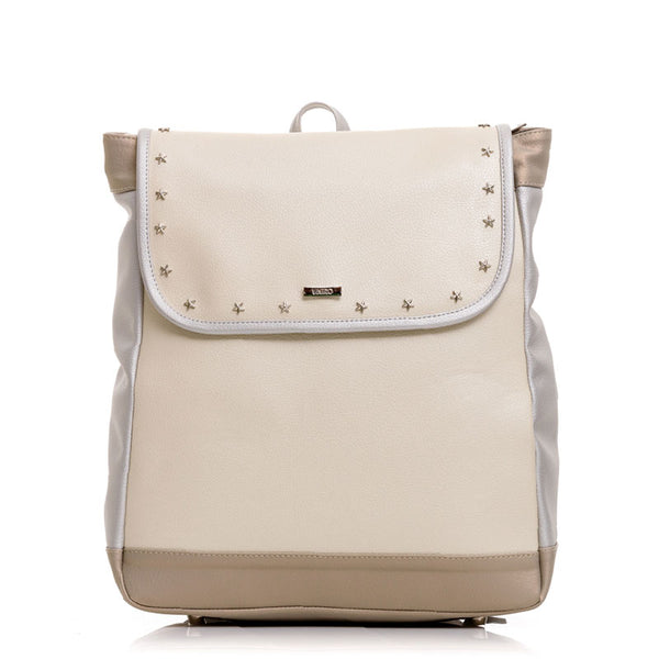 MORRAL PARA MUJER BEIGE PORTA PC EN CUERO VEGANO CON TACHES DE ESTRELLAS