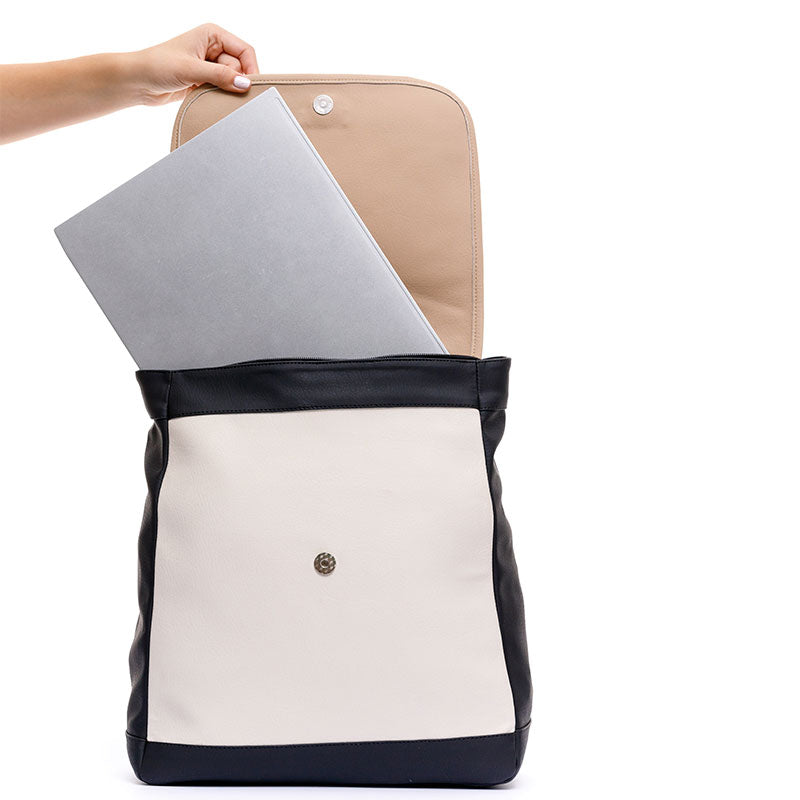 MORRAL PARA MUJER NEGRO PORTA PC CON TAPA